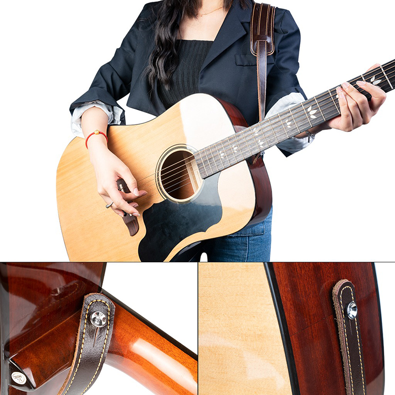 Gurt für klassische Akustikgitarre aus echtem Rindsleder, weich und langlebig