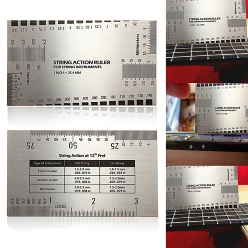 Gitarren-Messregel, Saiten-Action-Regel für Gitarre, Bundlineal, multifunktionales Gitarrenmesswerkzeug