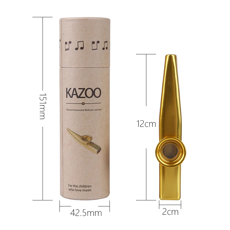 Abmessungen Metall-Kazoo mit Aufbewahrungsetui in 7 Farben