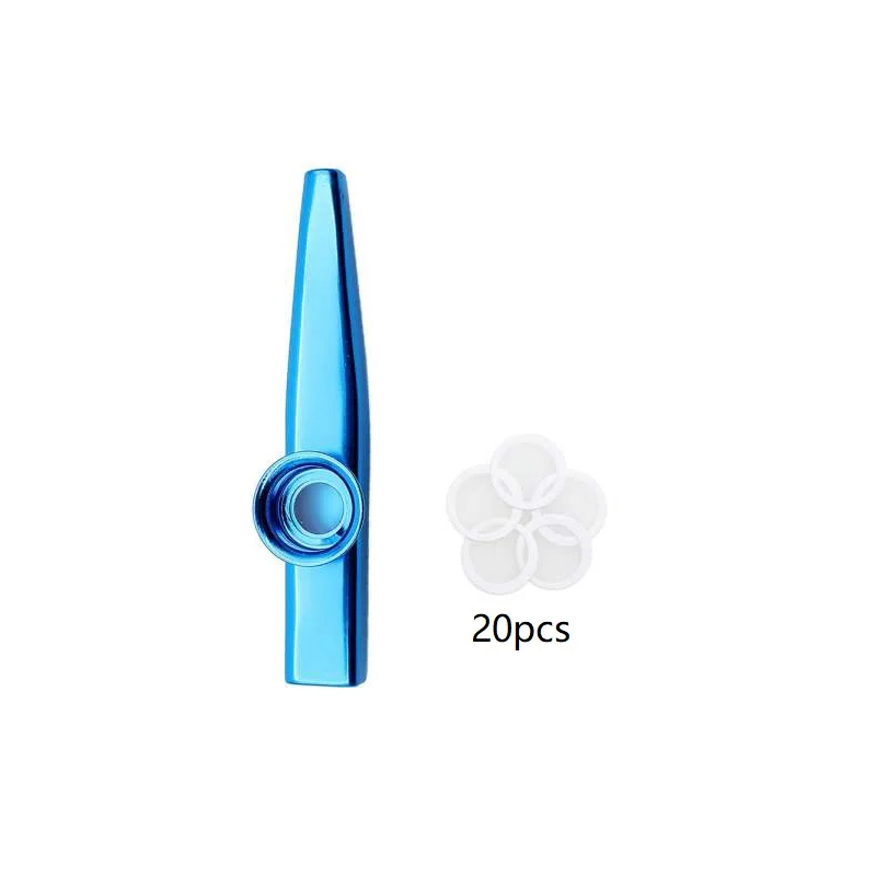 Kazoo aus Aluminiumlegierung in 7 Farben und 20 Membranen - Farbe Blau
