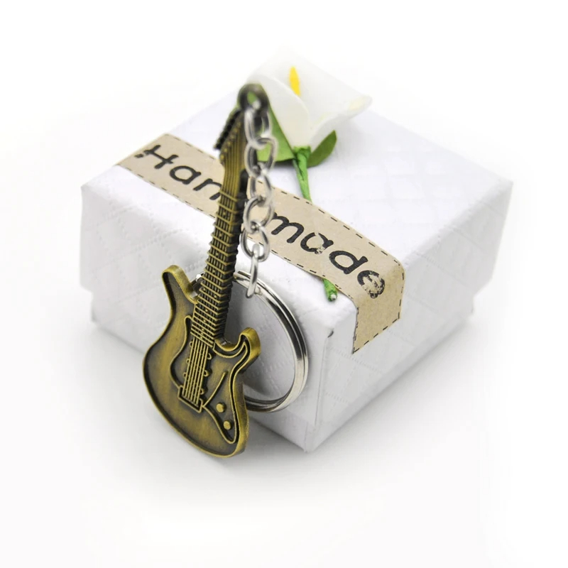 Elektrische Gitarren-Schlüsselanhänger in 3 Metallfarben - goldene Metallfarbe