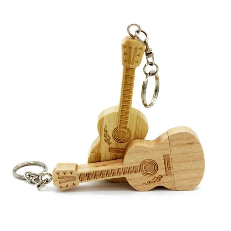 Holzgitarren-Schlüsselanhänger mit USB-Stick - 2 Modelle zur Auswahl