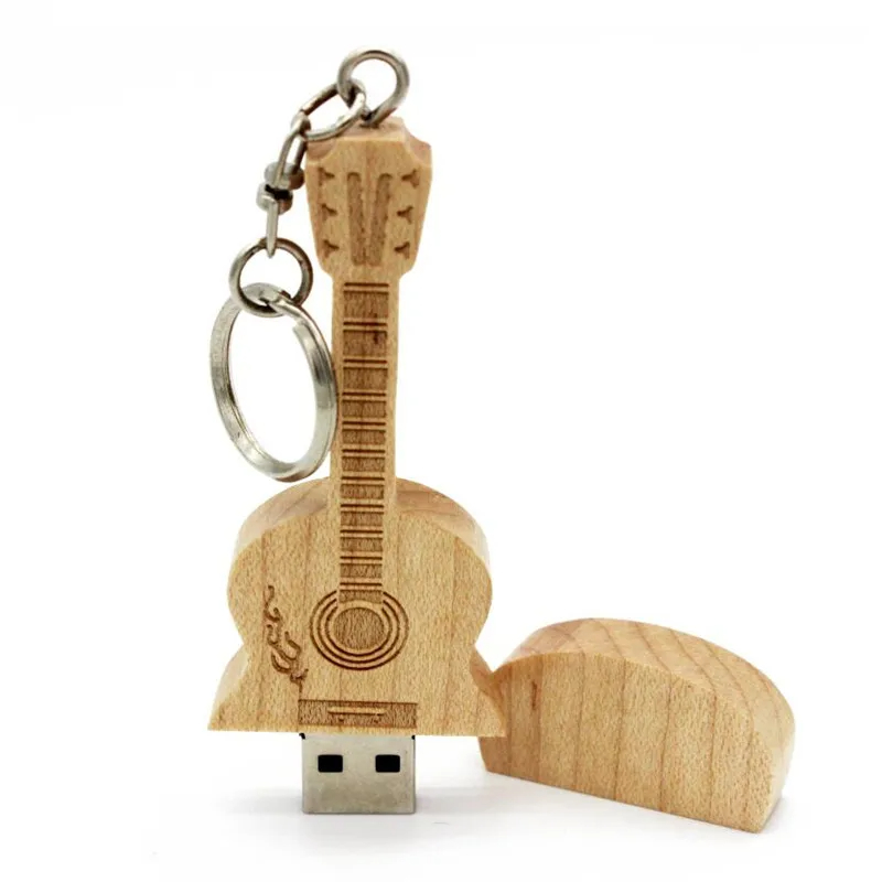 Holzgitarren-Schlüsselanhänger mit USB-Stick - Holzmodell