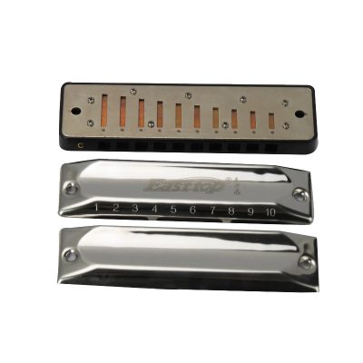 Details zu einer diatonischen Mundharmonika im Blues-Design mit 13 Stimmungen aus Metall