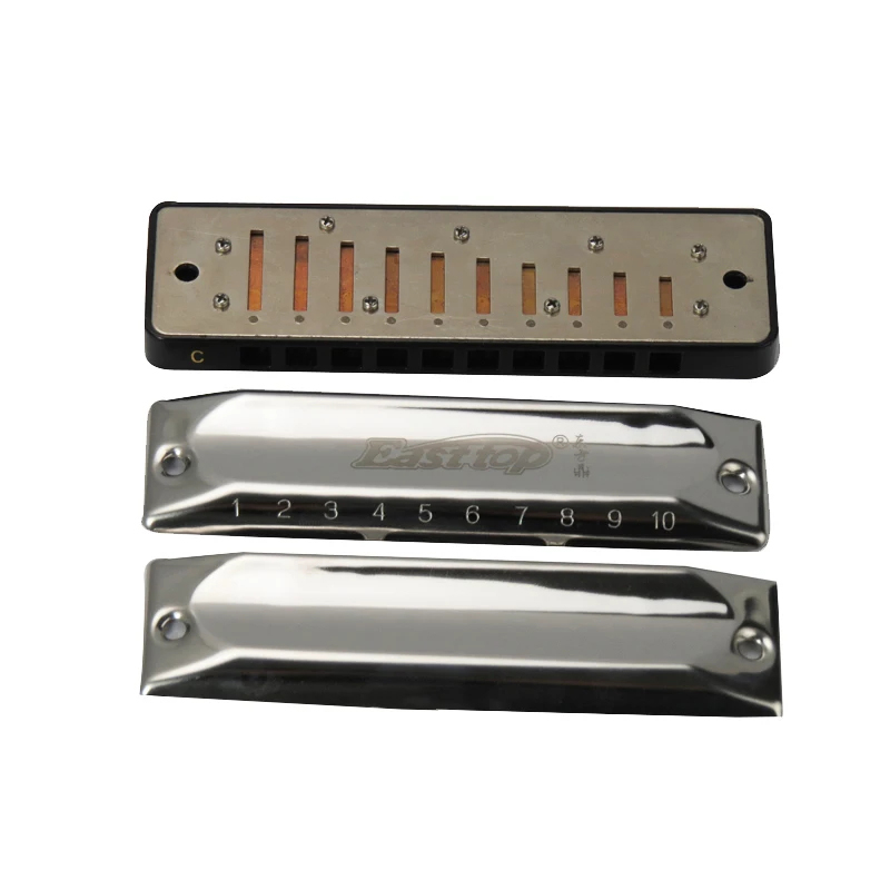 Details zu einer diatonischen Mundharmonika im Blues-Design mit 13 Stimmungen aus Metall