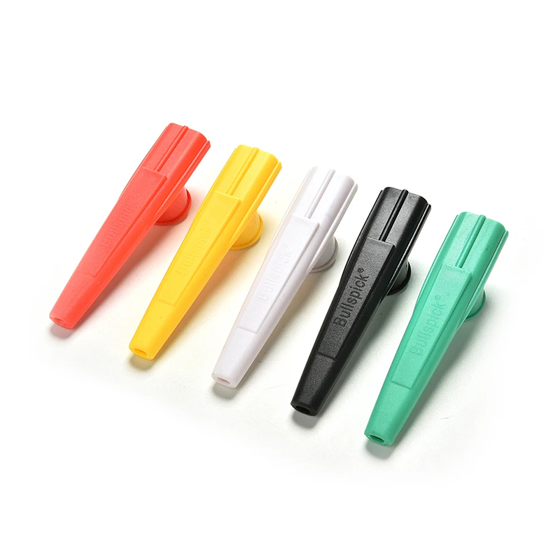 Rückansicht kleines Kazoo aus Kunststoff in zufälliger Farbe