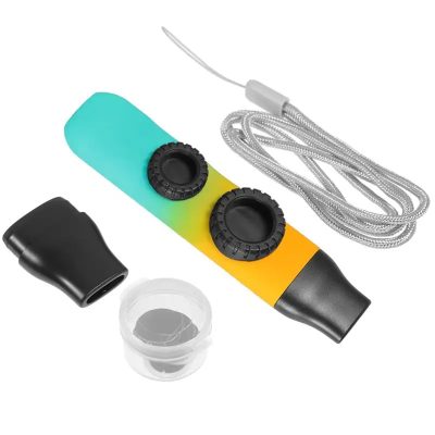 Vollansicht eines zweilochigen Regenbogen-Kazoos für Kinder
