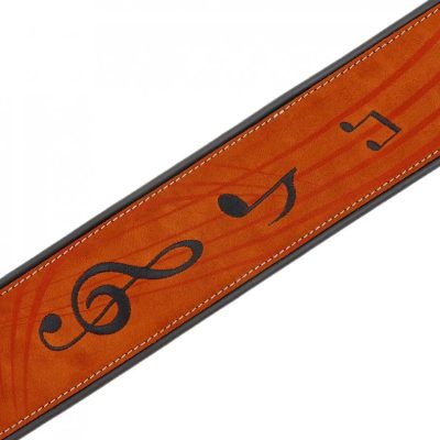 Details Notizen Beige Wildleder Gitarrengurt mit Musiknoten-Muster