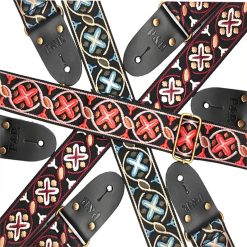 Vintage Gitarrengurt mit besticktem Jacquard-Muster - 3 Muster zur Auswahl