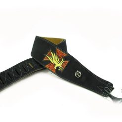 Ledergitarrengurt mit Wildleder, Eisernes Kreuz und Adler Motiv - Farbe Schwarz