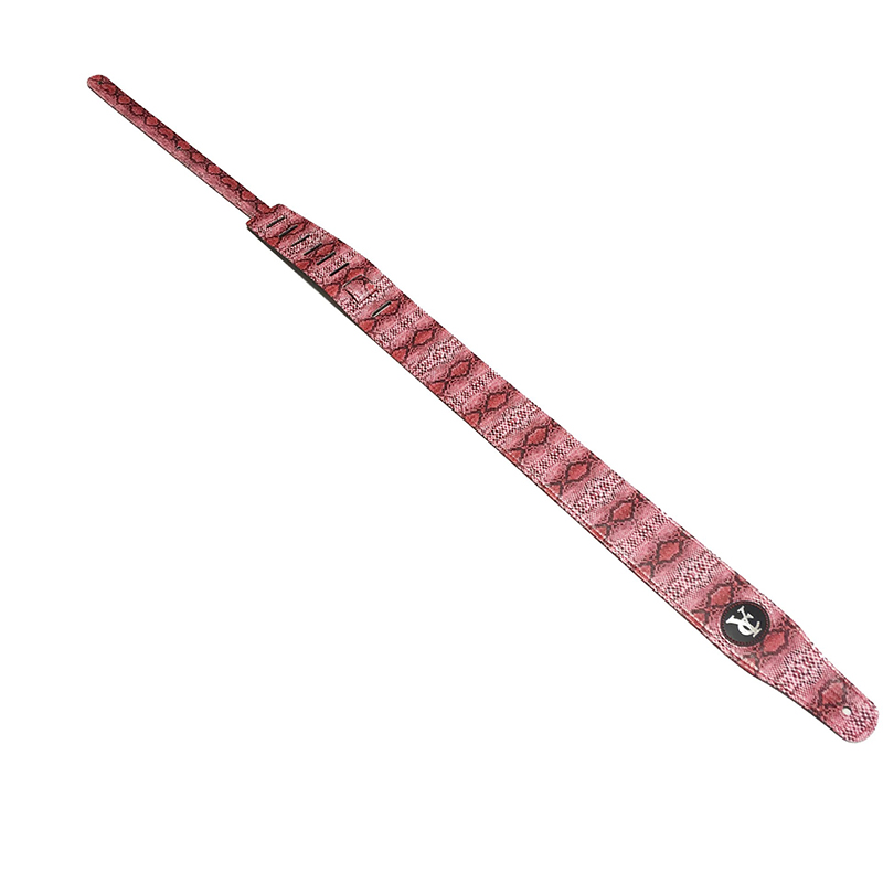 Echter Ledergitarrengurt mit Schlangenhaut-Design - Farbe Rosa