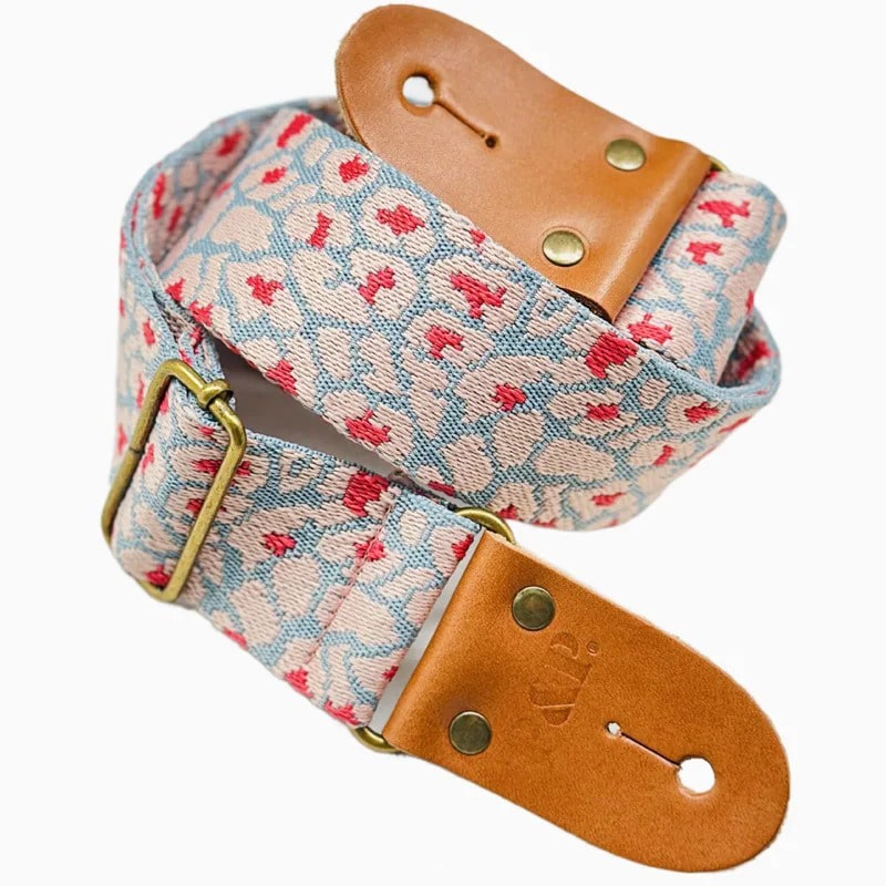Bedruckter Gitarrengurt mit Leopardenmuster - Farbe blau