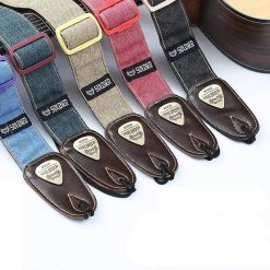 Jeans-Denim-Gitarrengurt mit echten Lederenden