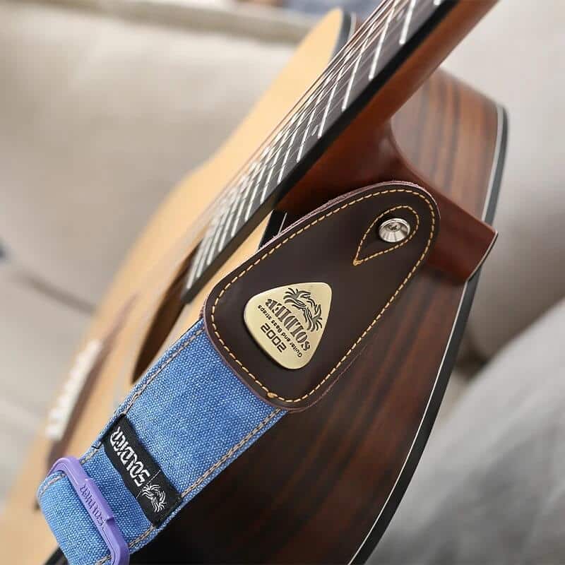 Jeans-Denim Gitarrengurt mit Lederspitzen