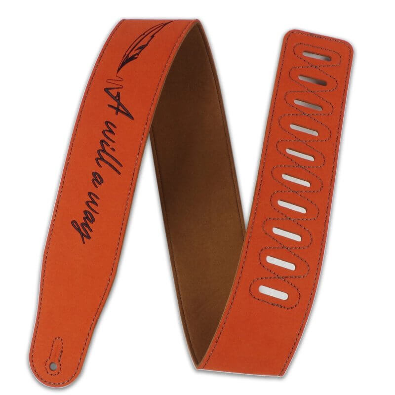 Leder-Gitarrengurt für Rocker mit der Aufschrift A Will A Way