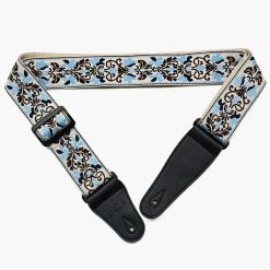Bedruckter Gitarrengurt mit blauem und braunem Blumenmuster