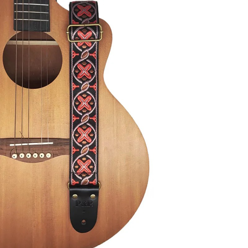 Vintage Gitarrengurt mit Jacquard-Stickmuster Modell 1