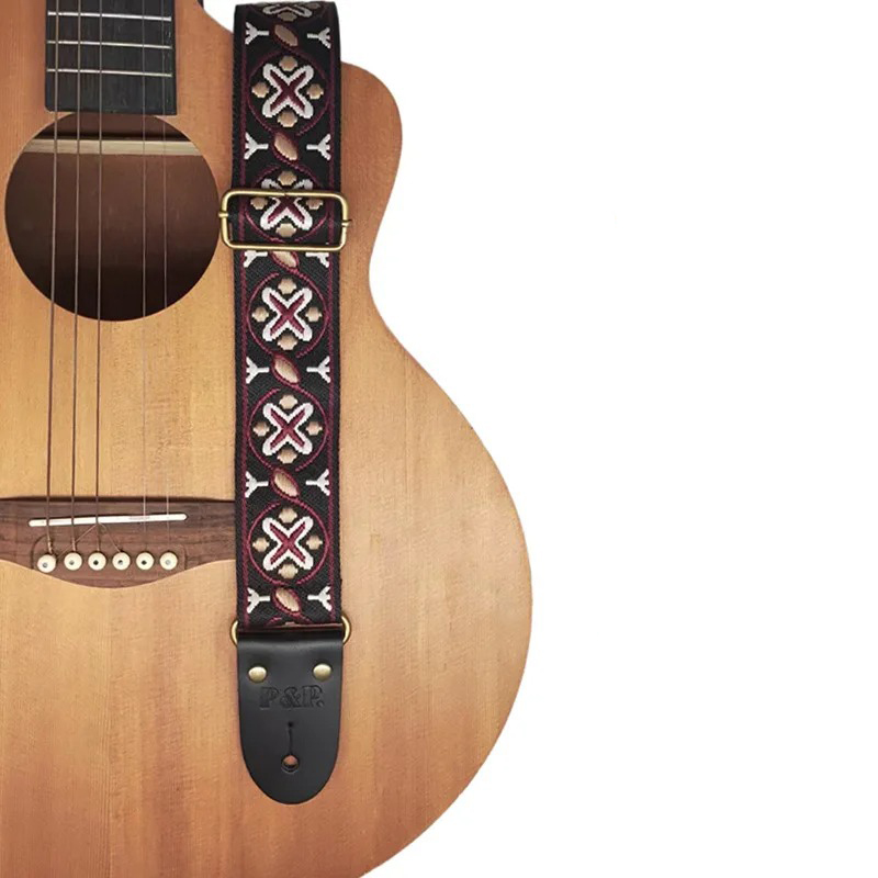 Vintage Gitarrengurt mit besticktem Jacquard-Muster Modell 2