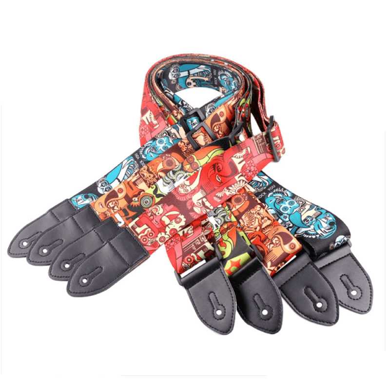 Gitarrengurt mit Masken- und Fantasietier-Design - 4 Farben zur Auswahl