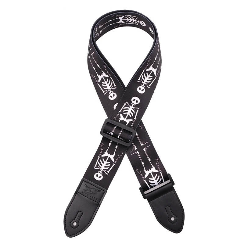 Gitarrengurt mit Totenkopf-Skelett-Motiv