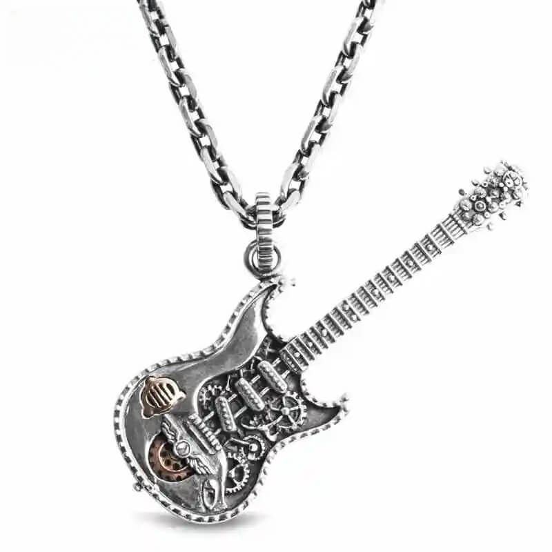 Details des Rock-Gitarren-Anhängers aus Echtem 925er Silber