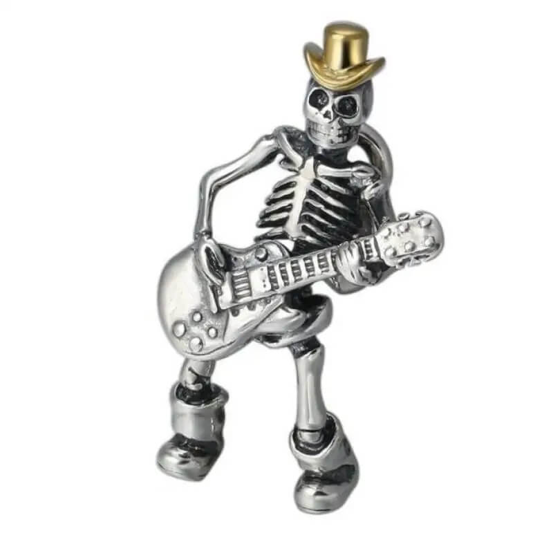 Details zum Anhänger Skelett-Gitarre aus Metall im Gothic-Stil