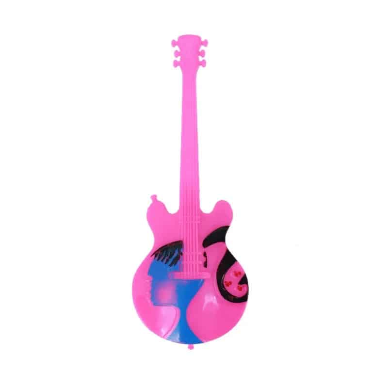 Miniaturgitarre, kleine rosafarbene Gitarre