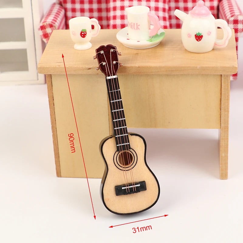 Miniatur-Gitarre, Mini-Akustikgitarre in Holzfarbe