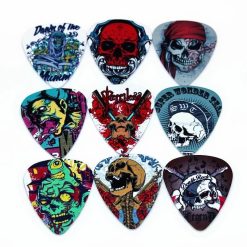 Set von 10 Gitarren-Plektren mit Totenkopf - Skull Series