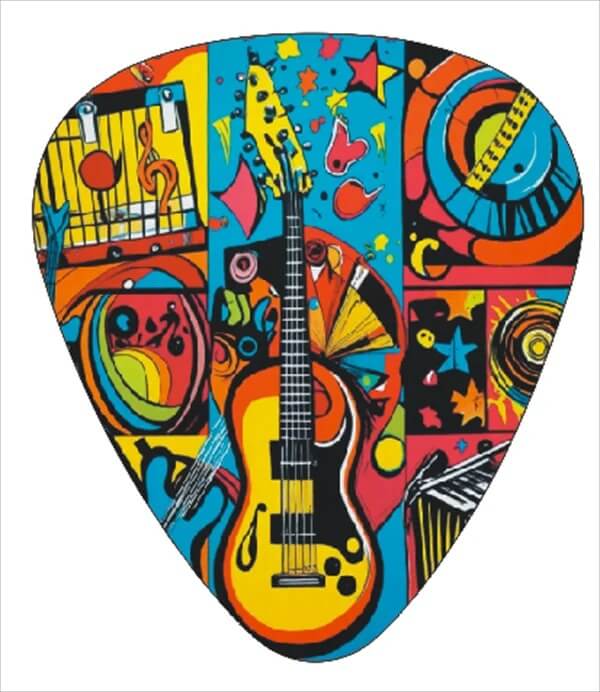 Künstlerische Gitarren Plektren - Packung mit 12 - Design 12