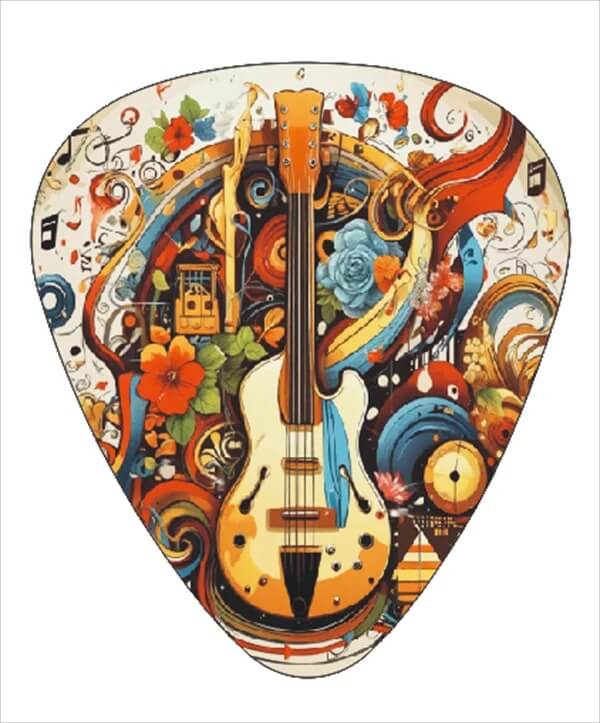 Künstlerische Gitarren Plektren - Packung mit 12 - Design 2
