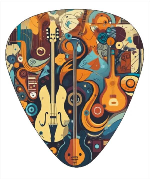 Künstlerische Gitarren Plektren - Packung mit 12 - Design 3