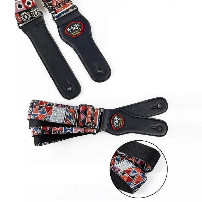 Vollständige Details des Vintage Patchwork Tribal Gitarrengurts