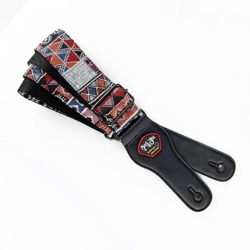 Gefaltete Ansicht des Vintage Patchwork Tribal Gitarrengurts