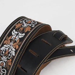 Echtleder-Gitarrengurt mit Barockem Lilienmuster - Modell 1