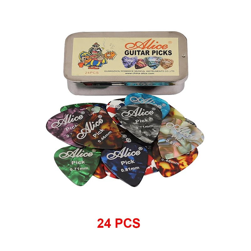 Blechdose mit Set von 24 Celluloid Plektren!
