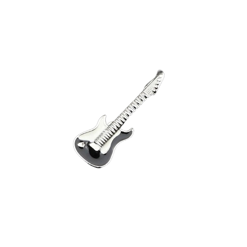 Emaille-Brosche Pins Elektrische Gitarre Schwarz und Weiß