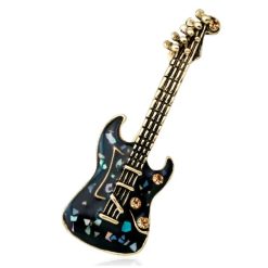 Emaillierte Brosche Pins Elektrische Gitarre in Perlmuttschwarz Farbe
