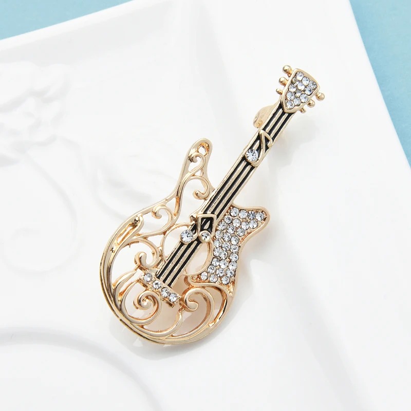 Prächtige Strass-Gitarren-Brosche