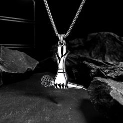 Halskette Anhänger Mikrofon Hand - Rock und Musik Stil