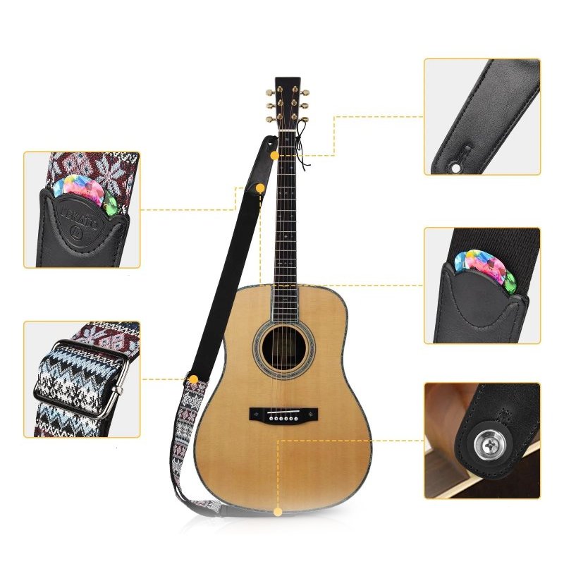 Vollständige Details zum Gitarrengurt 'Nordic Echoes' - Komplettes Set mit Zubehör