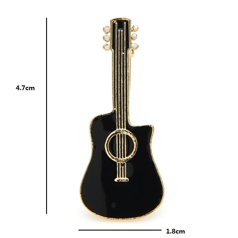 Abmessungen Emaille-Brosche Pins Klassische Gitarre Schwarz