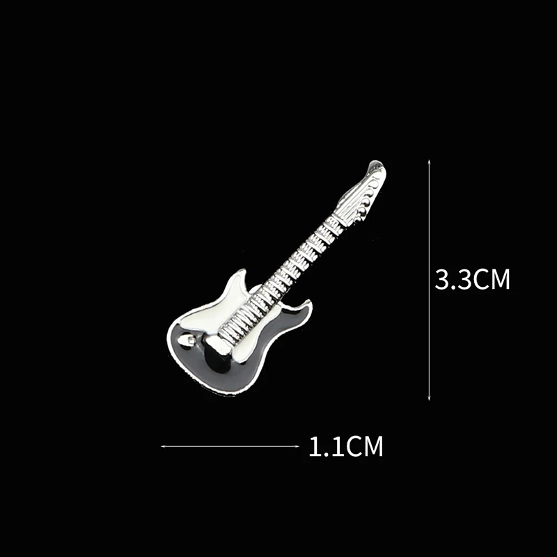 Abmessungen Emaille-Brosche Pins Elektrische Gitarre Schwarz und Weiß