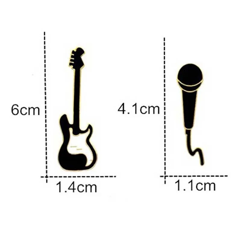 Abmessungen emaillierte Brosche Pins elektrische Gitarre und Mikrofon