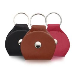 2er Set Gitarrenschlüsselanhänger aus Leder mit Pick-Etui - 3 Farben - 6 Plektren inklusive