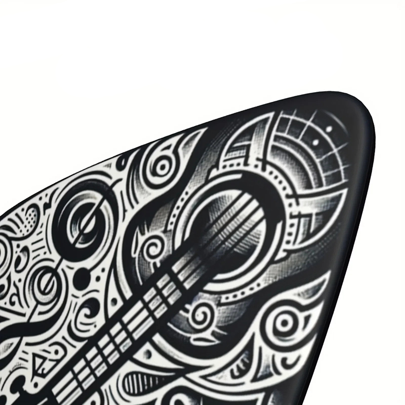 Fermer Set von 6 schwarzen Gitarren-Plektren und Black Psyche - 3 Größen zur Auswahl -
