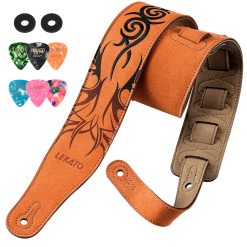 Details zur Wildleder-Gitarrengurt mit Tribal-Stickmuster