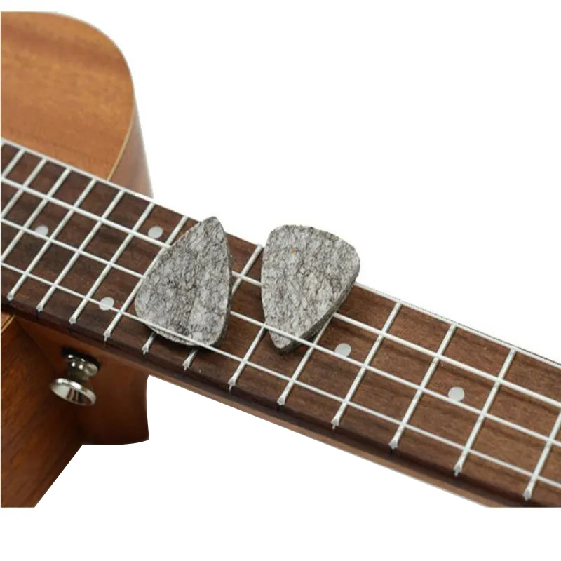 Set von 5 bunten, weichen Filz-Plektren für Ukulele in Grau
