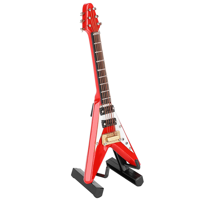 Miniatur-Elektrogitarre - Flying V in Rot