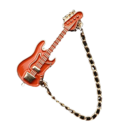 Wunderschöne emaillierte Brosche Pins elektrische Gitarre mit Kette - Auswahl aus 6 Farben